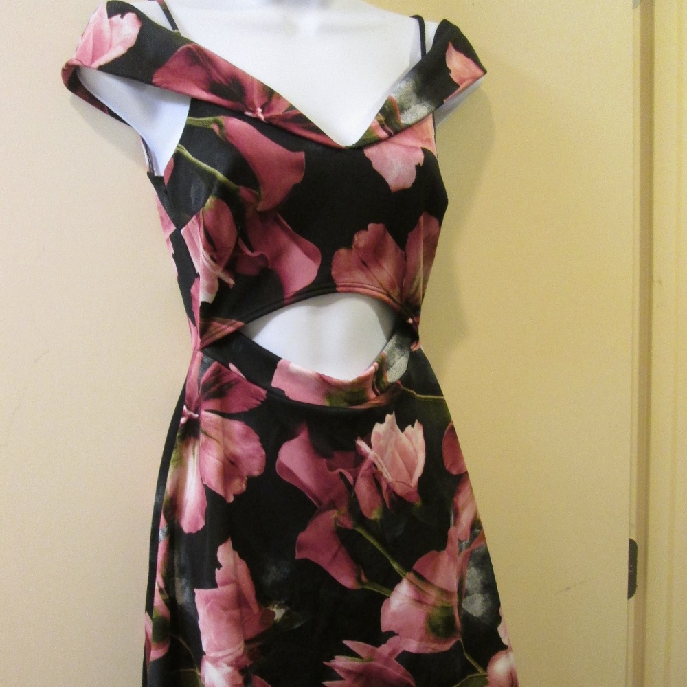 Charlotte Russe dress/size small/FLORAL BLACK,PNK,
